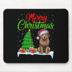 Briard Dog Christmas Tree Lights Funny Xmas Briard Mouse Pad