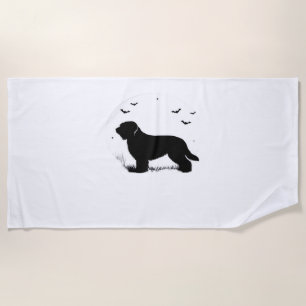 Briard Dog – Halloween Moon Silhouette Oversized T Beach Towel