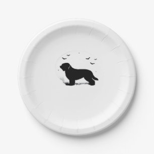 Briard Dog � Halloween Moon Silhouette Oversized T Paper Plate