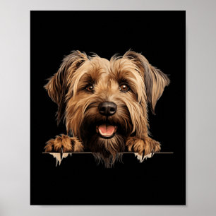 Briard Dog Mum Dad Peeking Puppy Poster