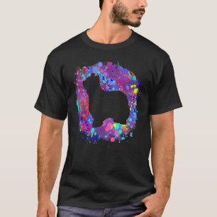 Briard Dog Pink Watercolor Splatter Art Love Dogs T-Shirt