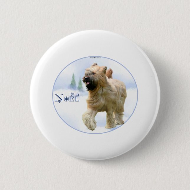 Briard Noel 6 Cm Round Badge (Front)