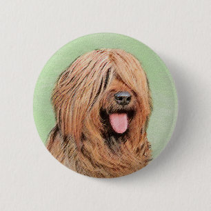 Briard Painting - Cute Original Dog Art 6 Cm Round Badge