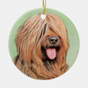 Briard Painting - Cute Original Dog Art Ceramic Tree Decoration
