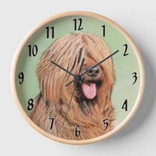 Briard Painting - Cute Original Dog Art Clock