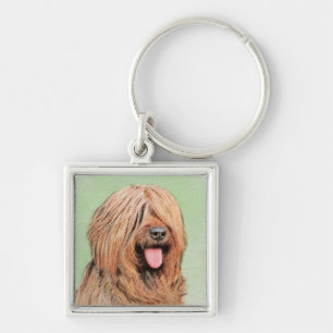 Briard Painting - Cute Original Dog Art Key Ring