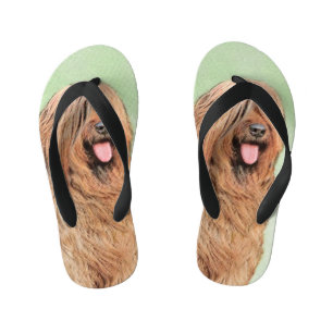 Briard Painting - Cute Original Dog Art Kid's Jandals
