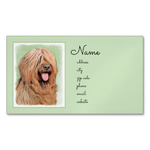 Briard Painting - Cute Original Dog Art Magnetic Business Card