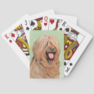 Briard Painting - Cute Original Dog Art Playing Cards