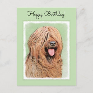 Briard Painting - Cute Original Dog Art Postcard