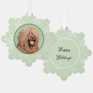 Briard Painting - Cute Original Dog Art Tree Decoration Card