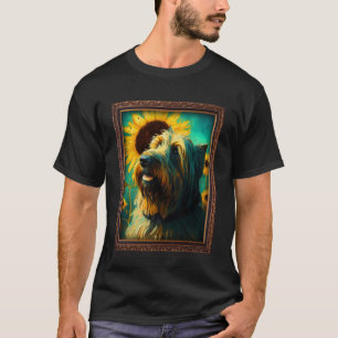 Briard Painting Sunflower Flower Mum Women Floral  T-Shirt