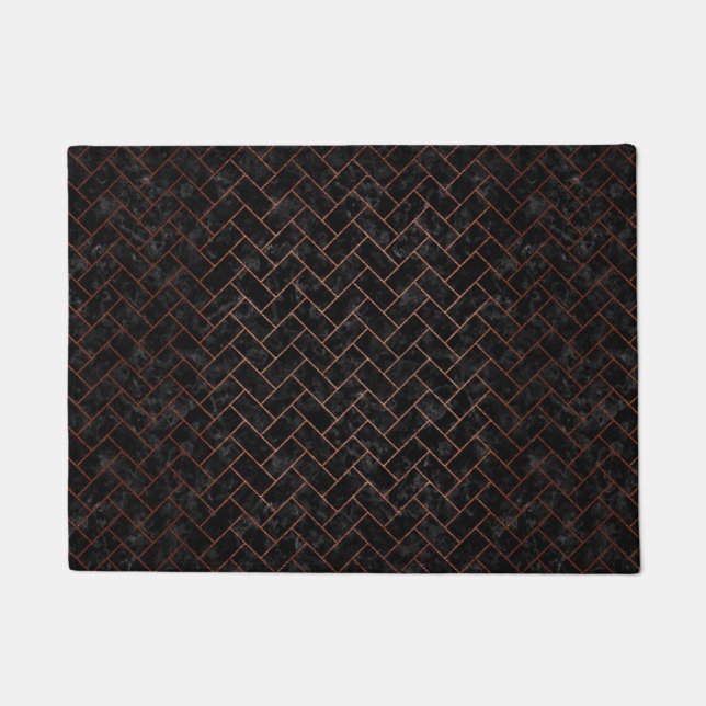 BRICK2 BLACK MARBLE & COPPER BRUSHED METAL DOORMAT (Front)