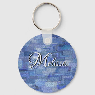 Brick Abstract Winter Blues Key Chain