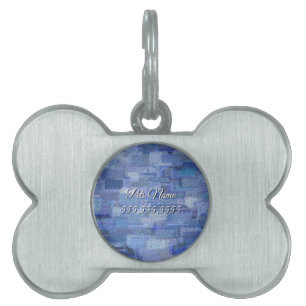 Brick Abstract Winter Blues Pet Tag