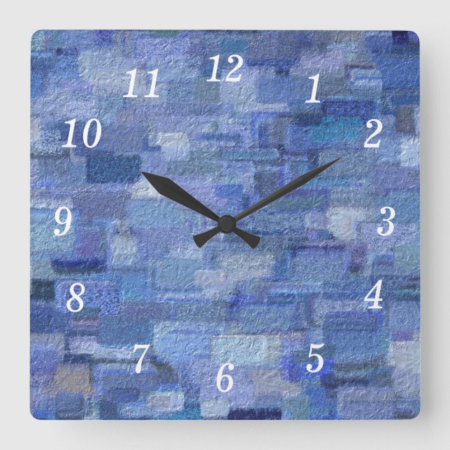 Brick Abstract Winter Blues Wall Clock (Front)