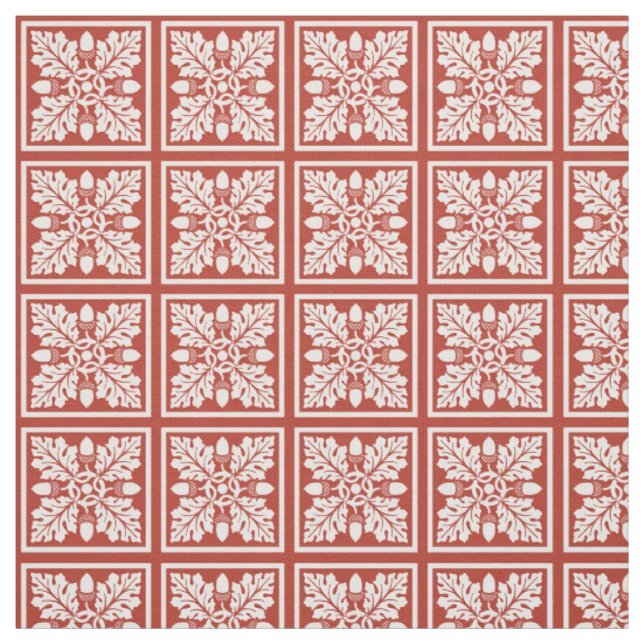 Brick Acorn and Leaf Tile Design Fabric (Swatch)