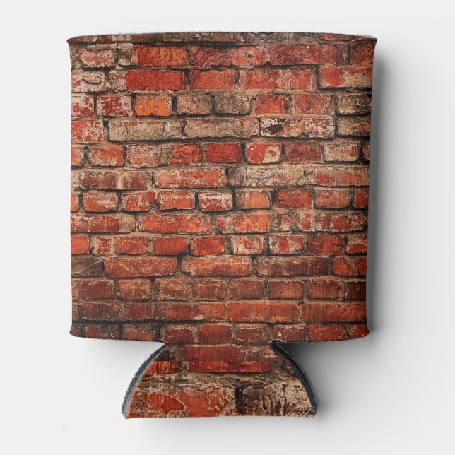 Brick art, grunge textured background. can cooler (Front)