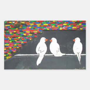 brick bird wall : graffiti wall rectangular sticker