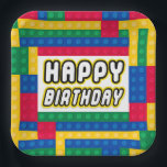 Brick Builder Birthday 9" paper plate<br><div class="desc">Brick Builder Birthday 9" paper plate
Celebrate with this colorful and fun brick & block building themed Birthday Party! Complete your party with coordinating decorations,  buntings,  signs,  favor bags,  favors,  favor stickers,  balloons,  tableware & thank you cards!</div>