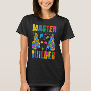 Brick Builder Blocks Master Builder Birthday Kids T-Shirt