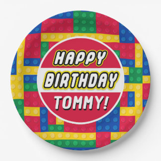 Brick Builder Customisable Birthday party Paper Plate