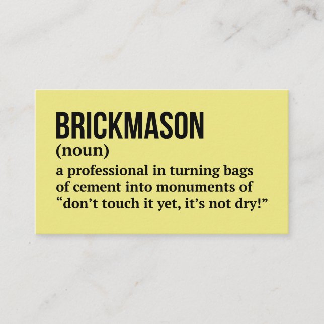 Brick Builder Definition Humour Business Card (Front)