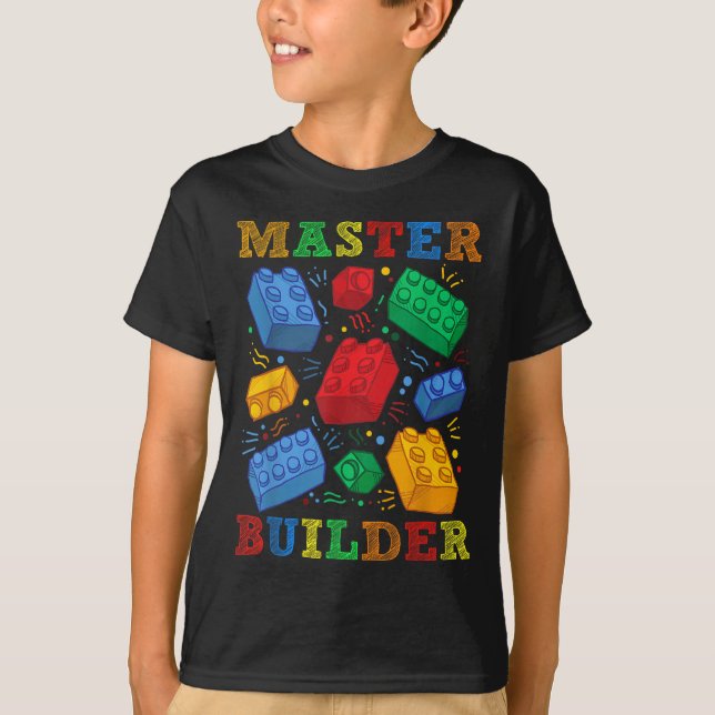 Brick Builder Funny Blocks Master Builder Gift For T-Shirt (Front)