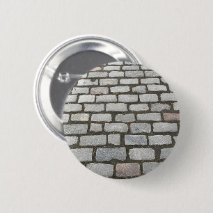 Brick Cobblestone Street Pathway Nature Photograph 6 Cm Round Badge