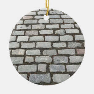 Brick Cobblestone Street Pathway Nature Photograph Ceramic Tree Decoration