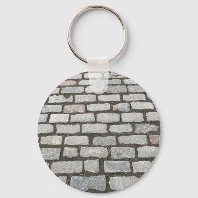 Brick Cobblestone Street Pathway Nature Photograph Key Ring (Front)