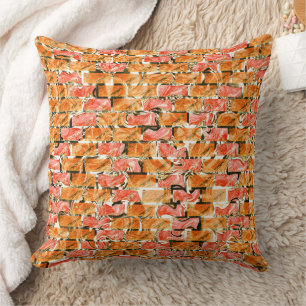 Brick design with bright tones separating them cushion
