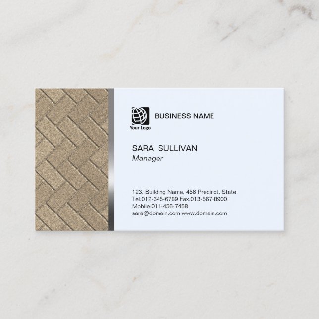 Brick Flooring Pattern Contractor Business Card (Front)