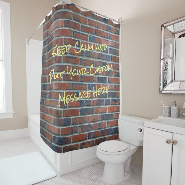 Brick Graffiti Wall Custom Message Shower Curtain (In Situ)