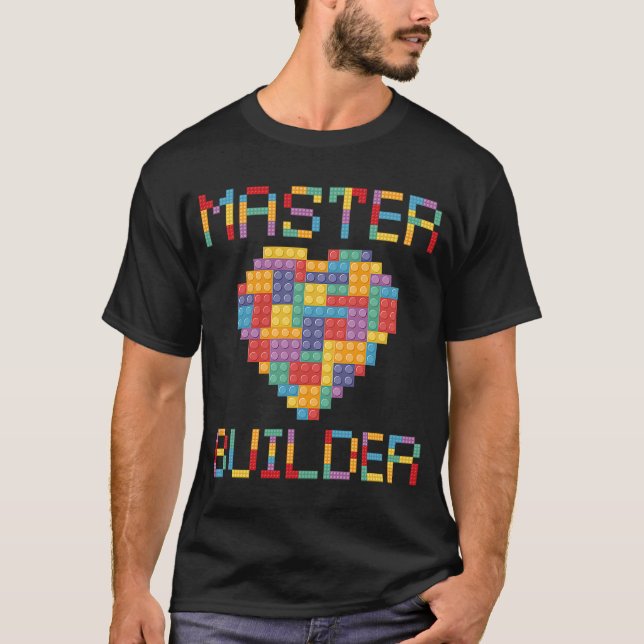Brick Heart Builder  Blocks Master Builder T-Shirt (Front)