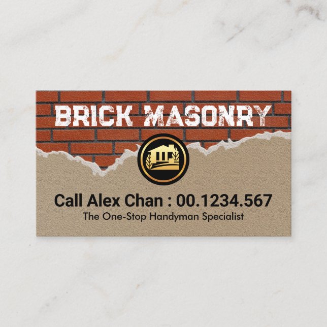 Brick Laying Wall Plaster Building Business Card (Front)