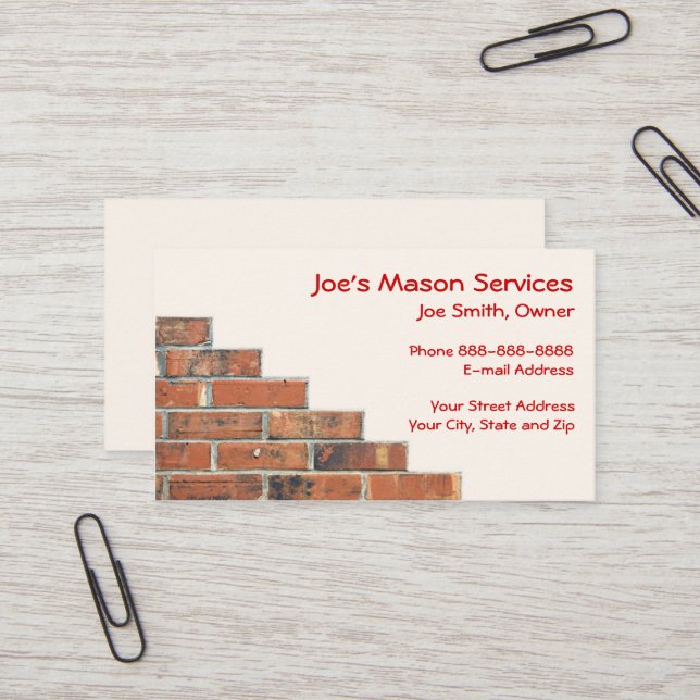 Brick Mason Masonry Business Card (Front/Back In Situ)