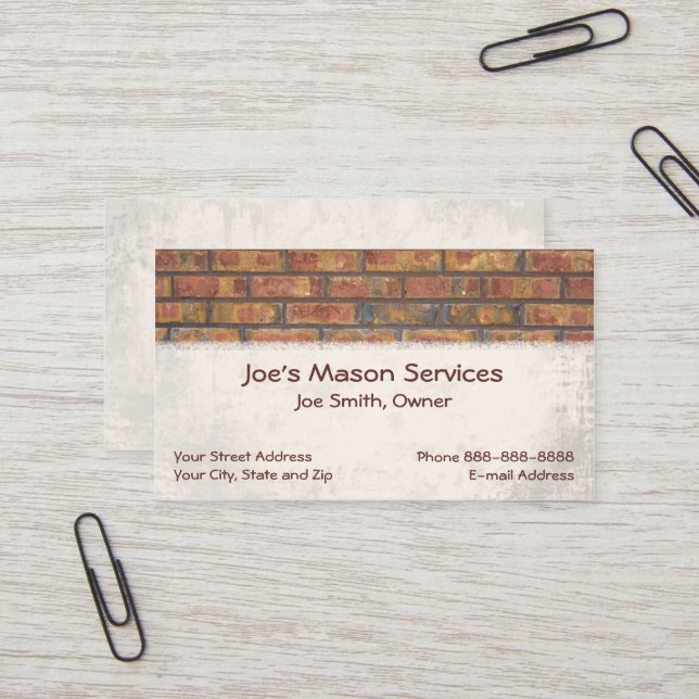 Brick Mason Masonry Business Card (Front/Back In Situ)