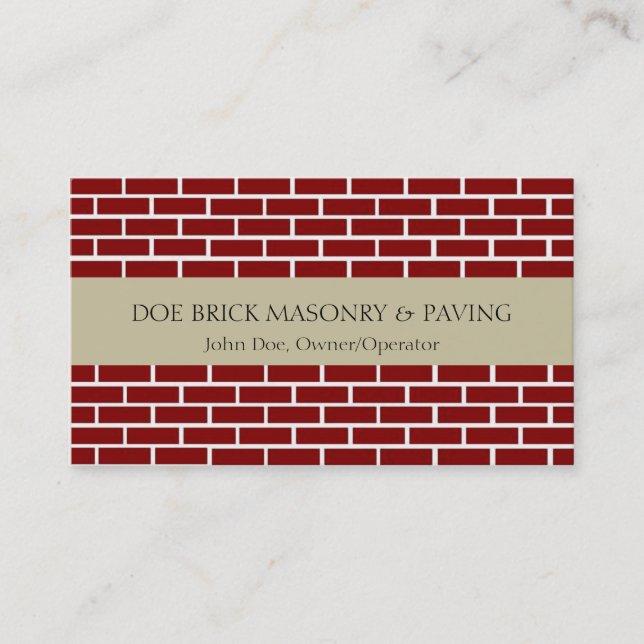Brick Mason Tan/Fire Red Brick Business Card (Front)