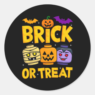 Brick Or Treat Halloween Master Builder Blocks Bui Classic Round Sticker