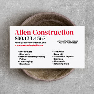 Brick Pavers Driveway & Patios Business Card