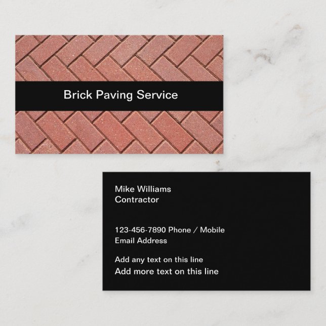 Brick Paving Construction Services Business Card (Front/Back)