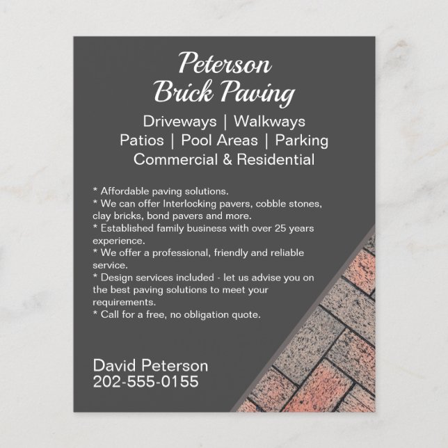 Brick Paving Driveway Promotional Flyer (Front)