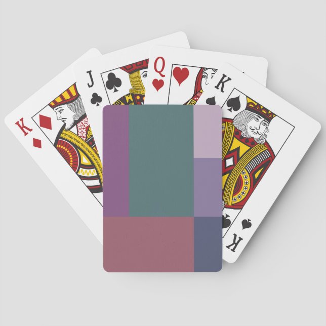 Brick Pink Purple Blue Green Colour Block Print Playing Cards (Back)