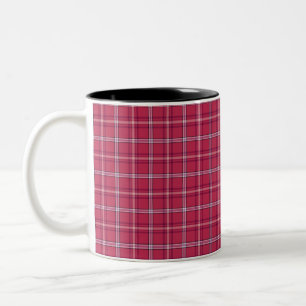Brick Red and Soft Peach Plaid Two-Tone Coffee Mug