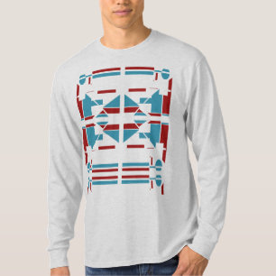 Brick Red Blue Southwest Art-inspired Abstract T-Shirt