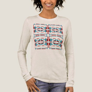 Brick Red Blue Southwest Art Large Tile Design Tri-Blend Shirt