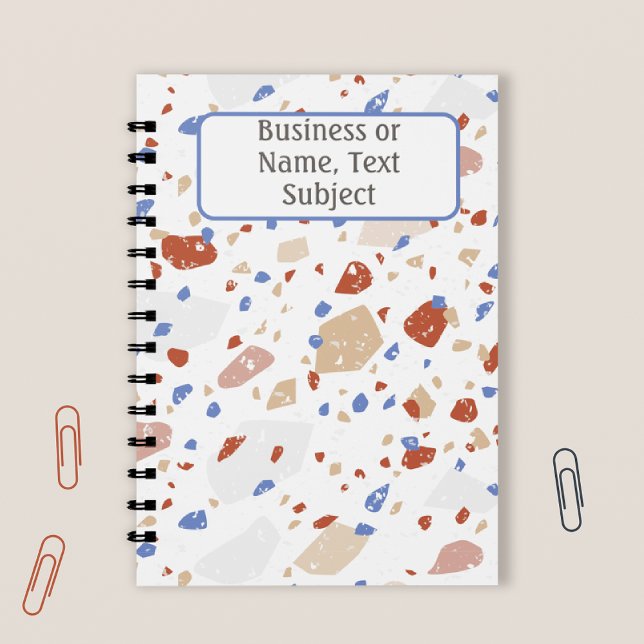 Brick Red Blue & Tan Marble Chips Terrazzo Pattern Notebook (Creator Uploaded)