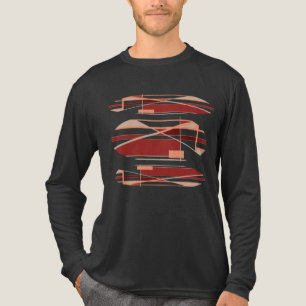 Brick Red Coral Beige Abstract Contemporary Art Tri-Blend Shirt
