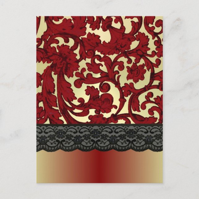 Brick red & gold damask postcard (Front)